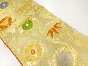 アンティーク　立涌に菊笹模様織り出し袋帯(材料)